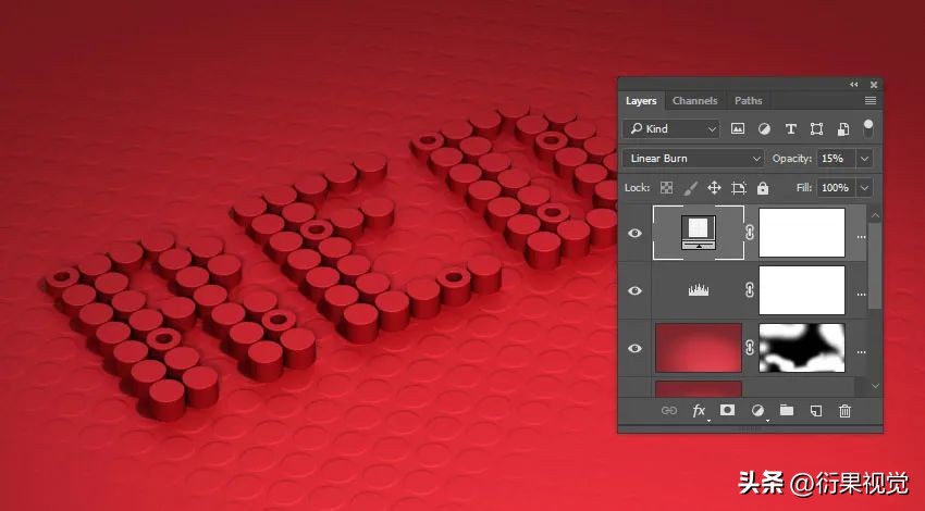 ps怎么做立体空心圆柱效果,ps文字贴合在圆柱上面