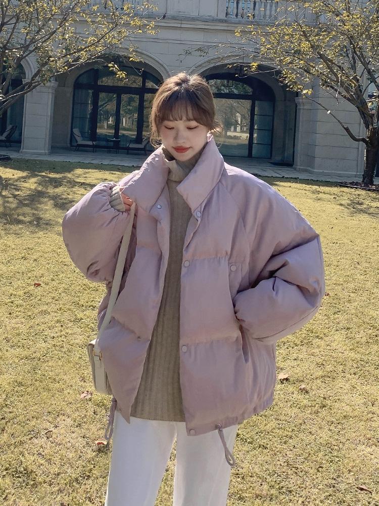 冬季棉服长款韩系穿搭,冬日棕色系两面穿棉服穿搭