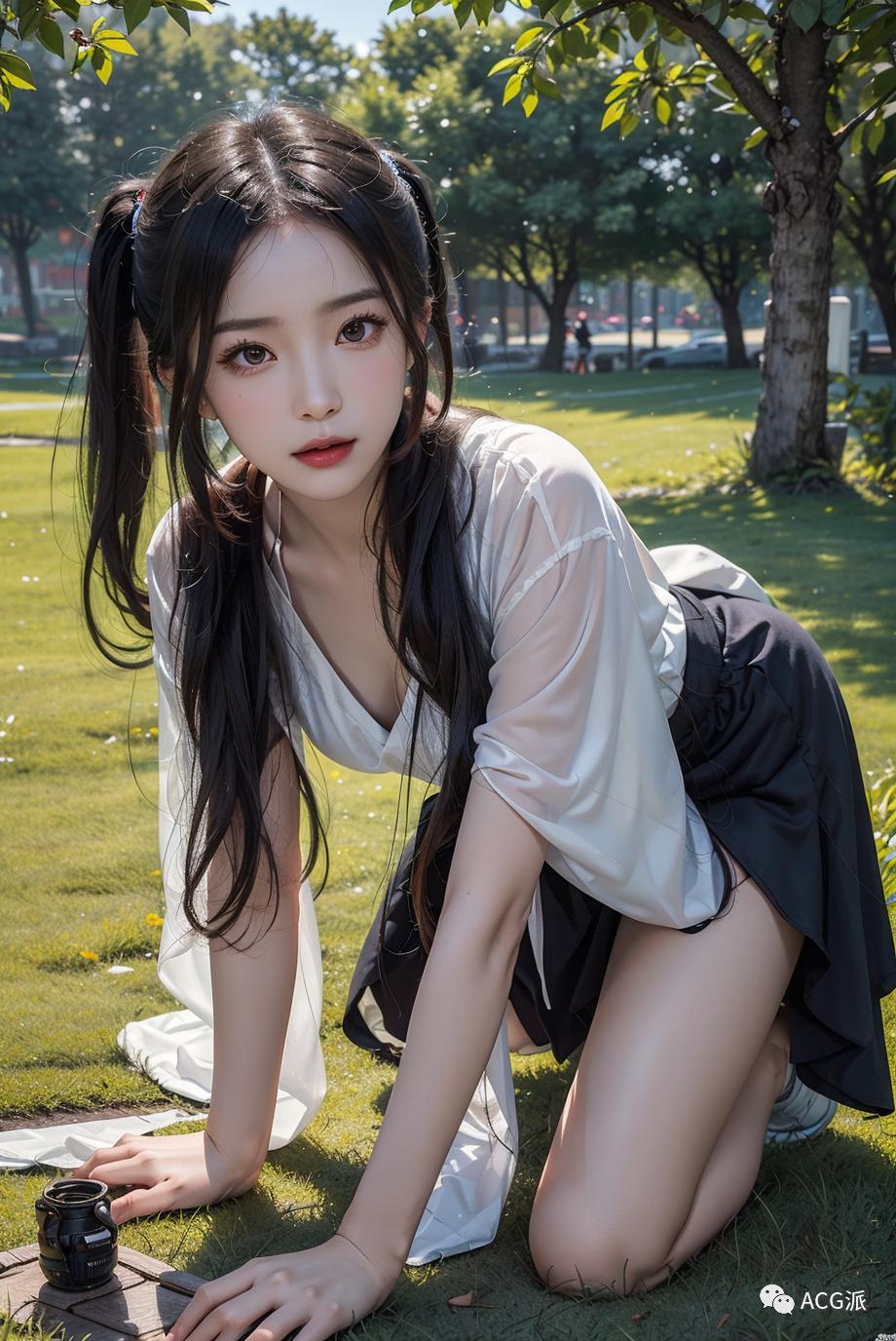 ai绘画暗黑系古风少女,古风高马尾绘画女