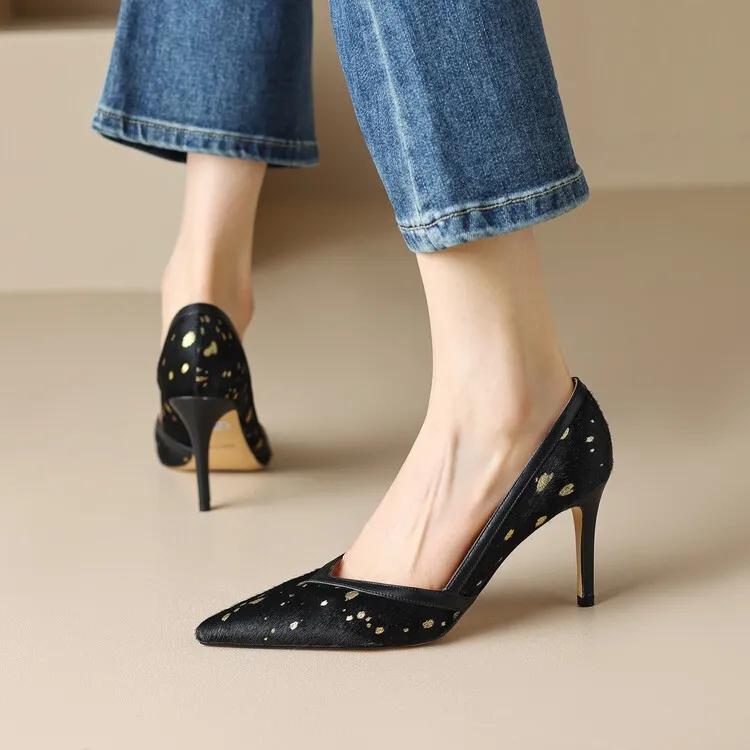 马毛豹纹高跟鞋,马海毛豹纹高跟鞋