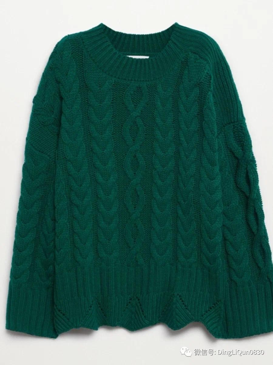 回形针织毛衣图解,绿色和白色最新双色毛衣花样图解
