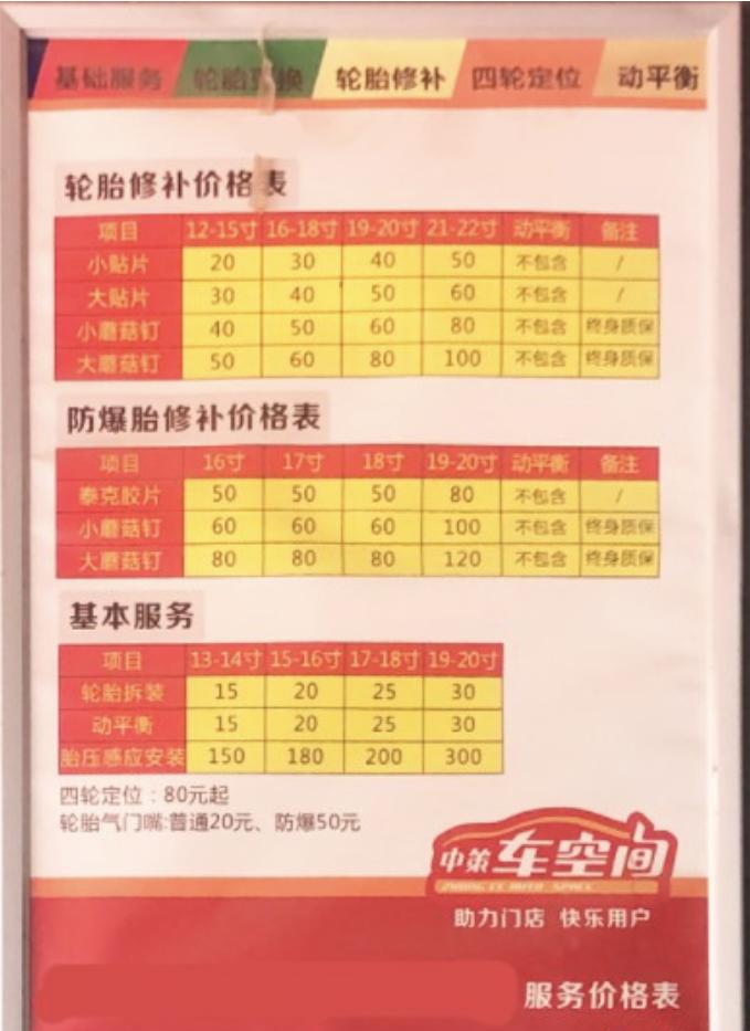 外出补胎收费标准是多少汽车,当前补胎价格是多少呢