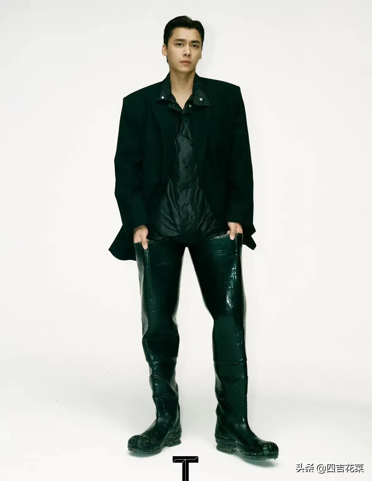 李易峰黑色西装大片,李易峰中分发型图片