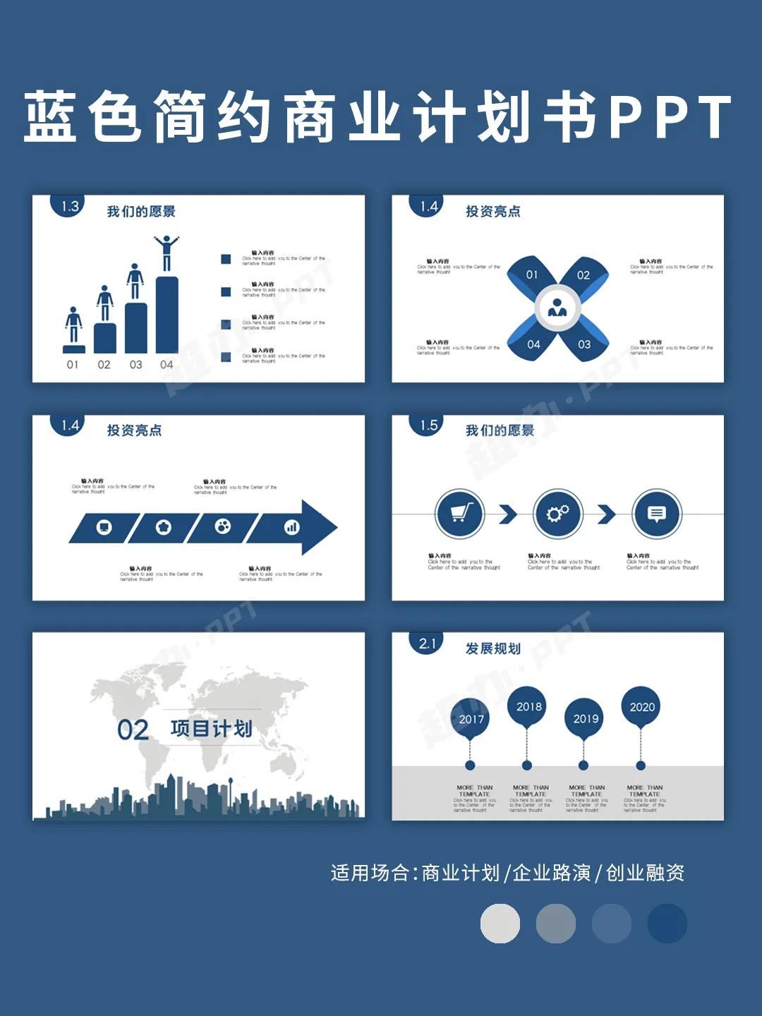 ppt商业计划书模板免费下载,蓝色简约商务计划书ppt模板下载