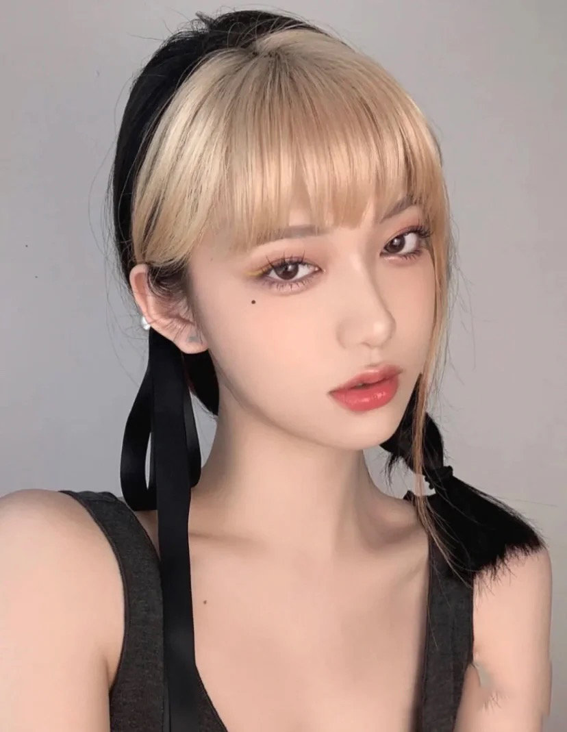 法式刘海漂染蓝色,法式八字刘海染什么色好看