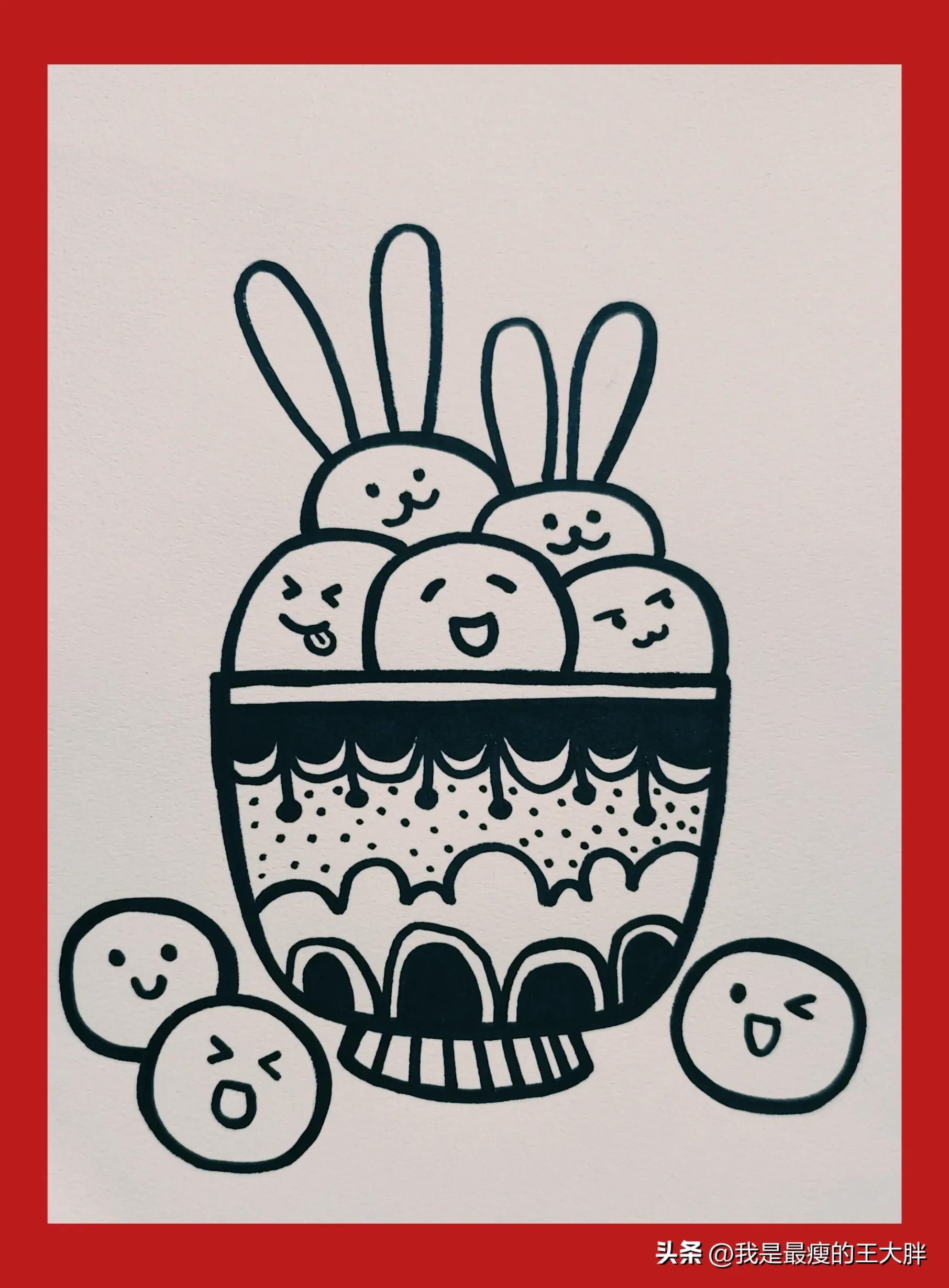 画一幅元宵节吃元宵的画,简单画元宵节吃汤圆的美丽的画