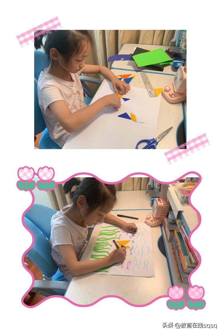 七巧板拼图美丽校园,七巧板拼贴画一年级