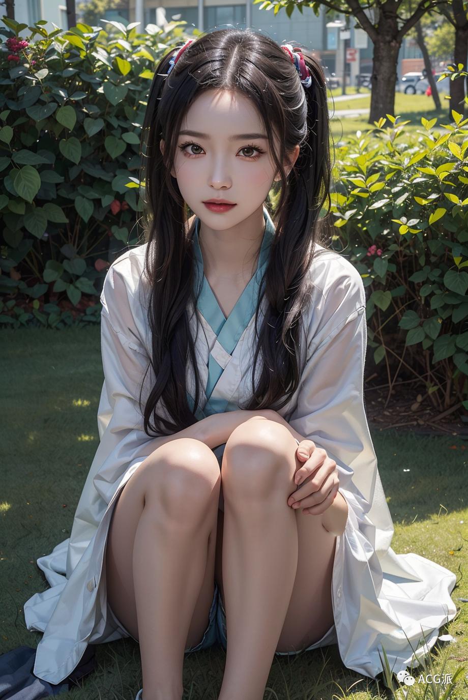 ai绘画暗黑系古风少女,古风高马尾绘画女