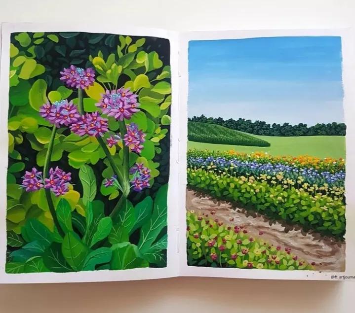 简单好看的画星空大海水粉,如何画简单的植物水粉颜料画