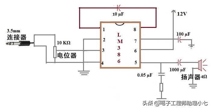 lm386音频放大电路怎么装,lm386典型放大电路