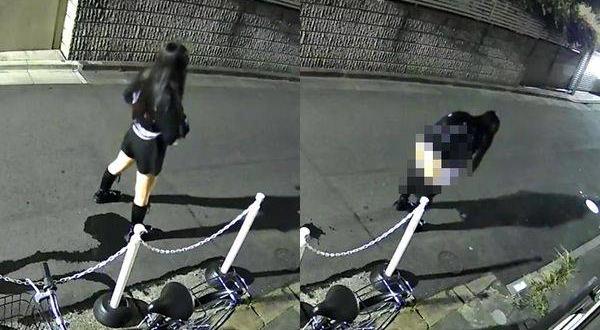 日本女子喝醉酒当街小便,过程被监控全拍下