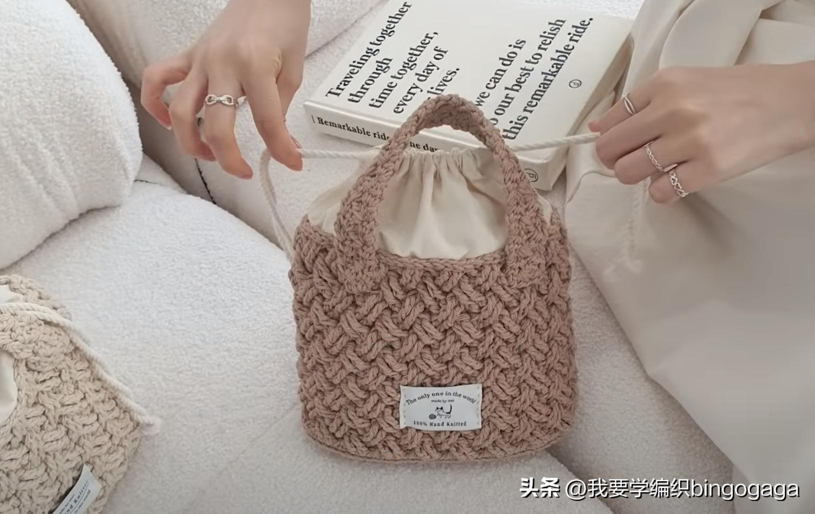 百搭时尚美人包编织教程,祖母方格包包的编织教程