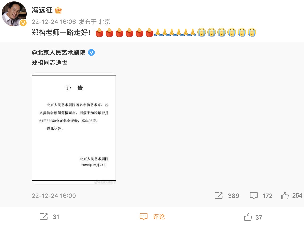 六小龄童痛悼太上老君郑榕,六小龄童郑榕