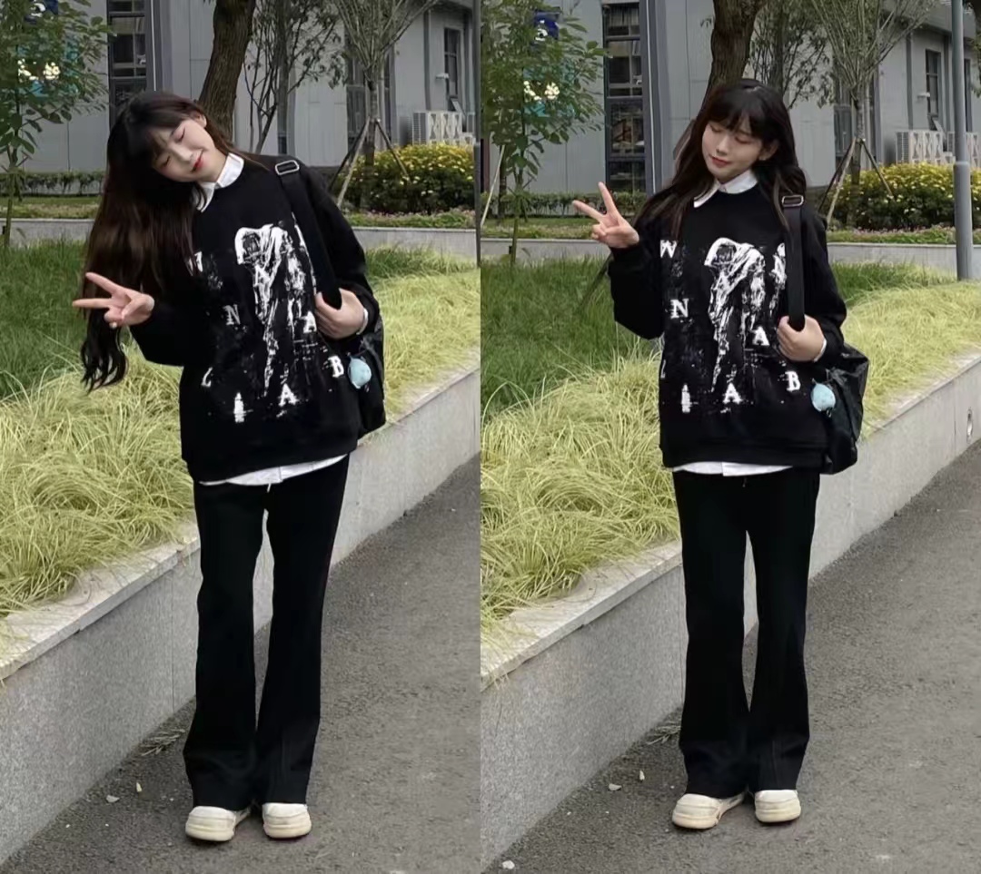 中性风卫衣穿搭女,158的村花中性风卫衣穿搭