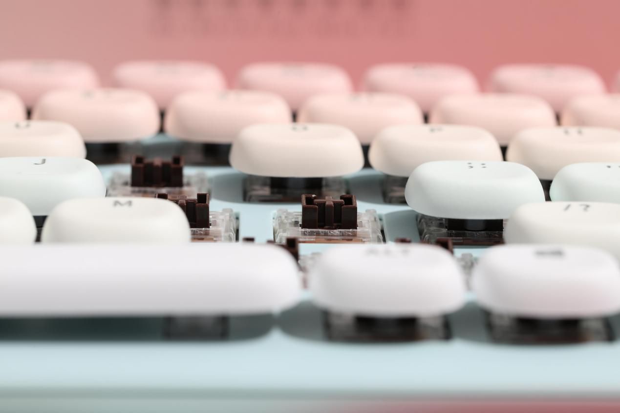 机械键盘87键马卡龙,马卡龙配色键盘圆键