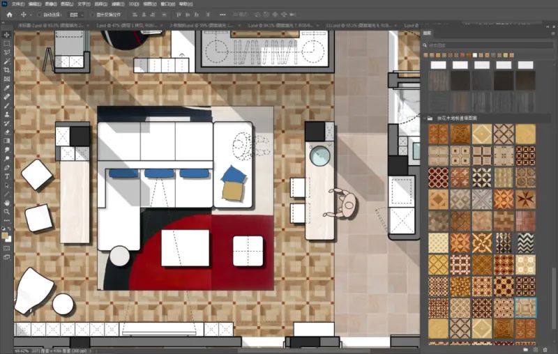 用了这PS材质配色预设，轻松搞定彩平图