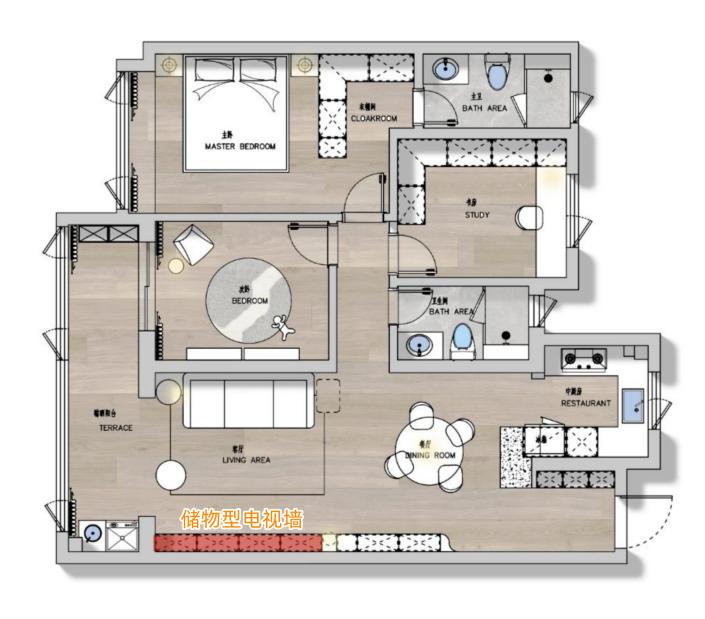 客厅白墙电视墙,电视墙有门做大白墙