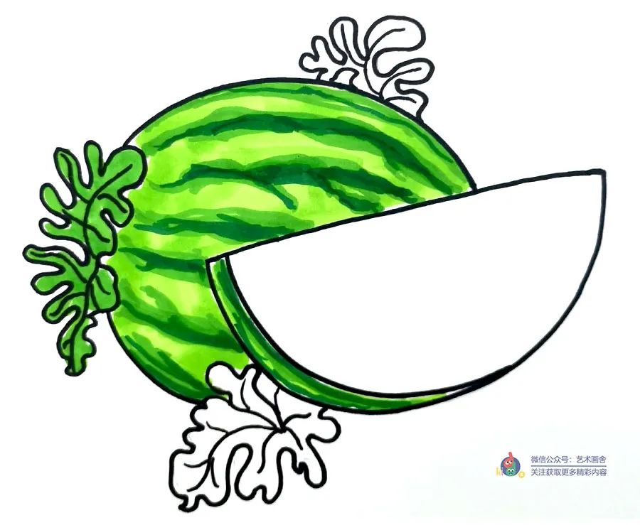 创意儿童画西瓜的画法,儿童画创意画夏天的西瓜和扇子