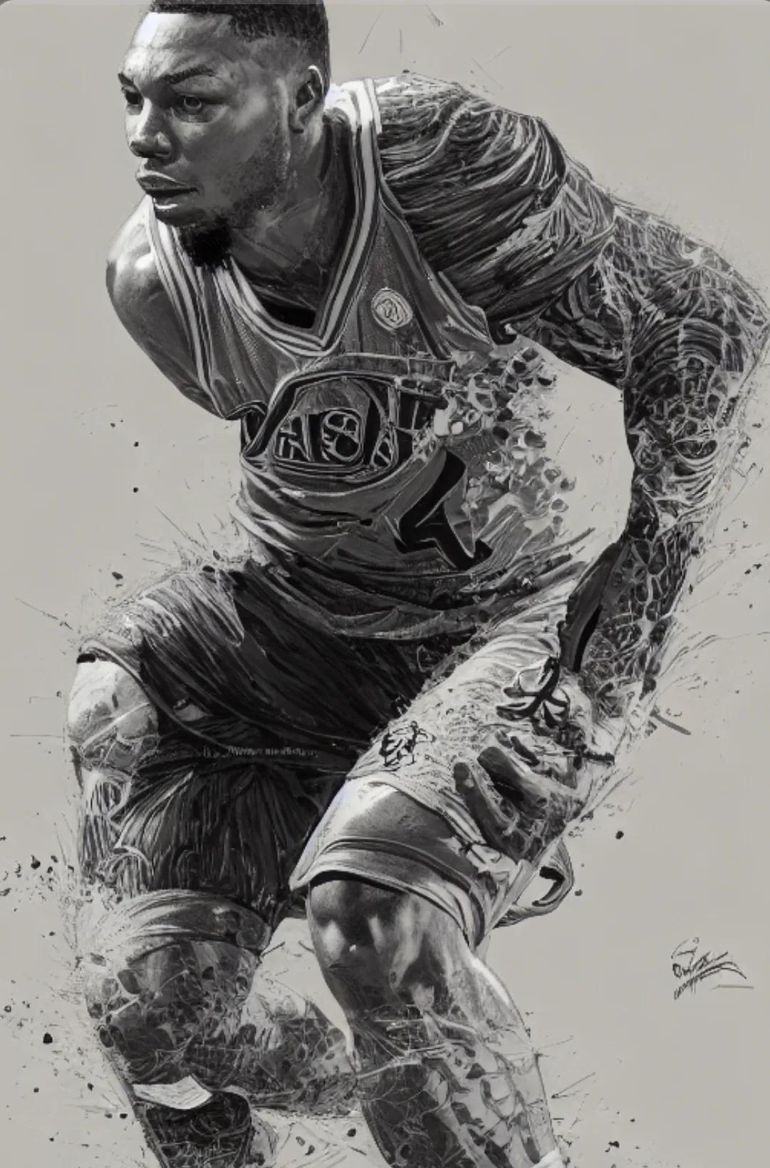 nba球星素描画像简单,素描球星怎么画