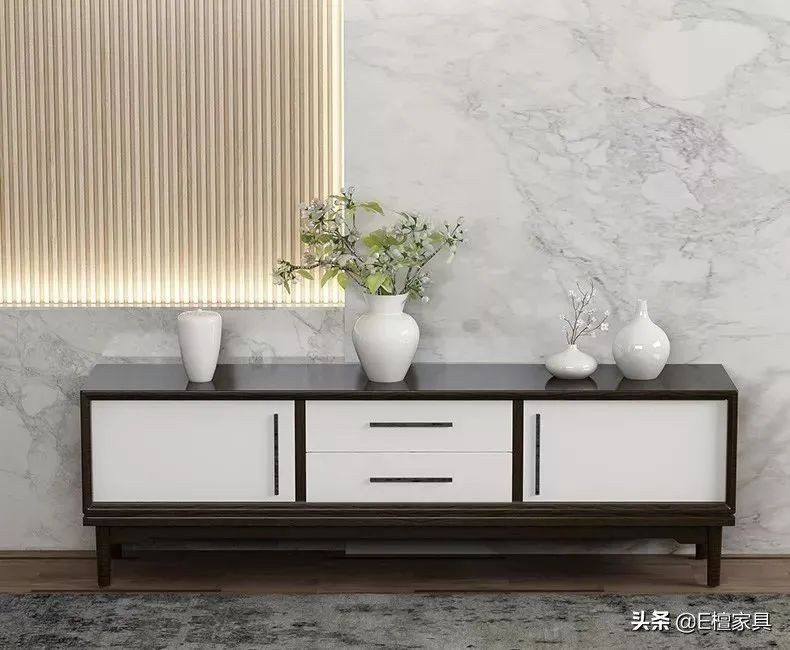 新中式电视柜两边放什么最好,新中式电视柜款式效果图