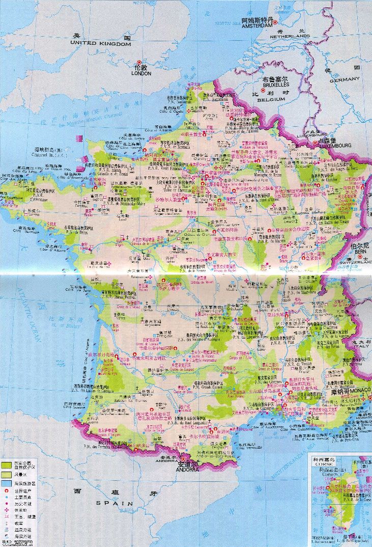 法国旅游地图中文版,世界旅游足迹打卡地图