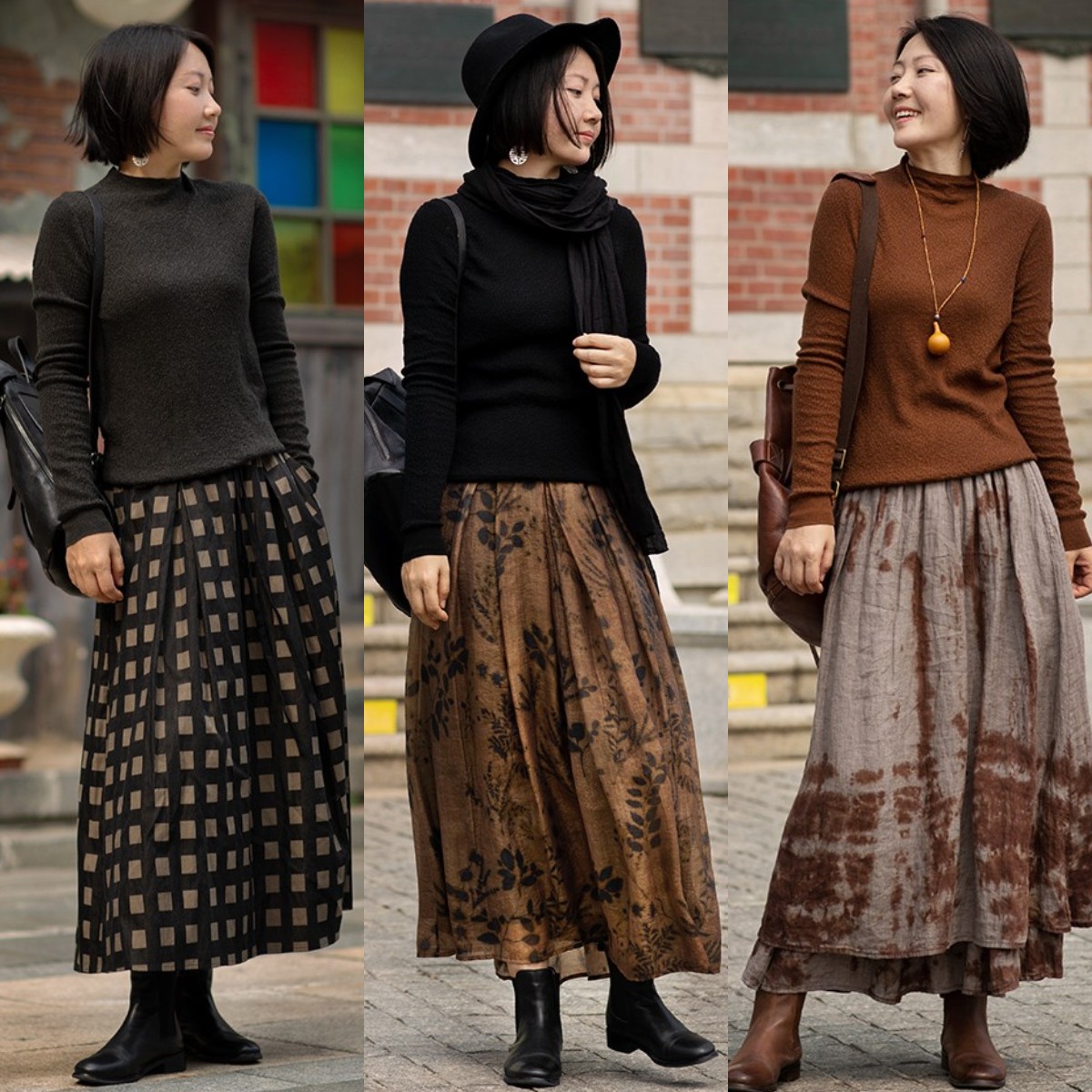 微胖半身裙春秋季显瘦穿搭,直筒半身裙穿搭微胖