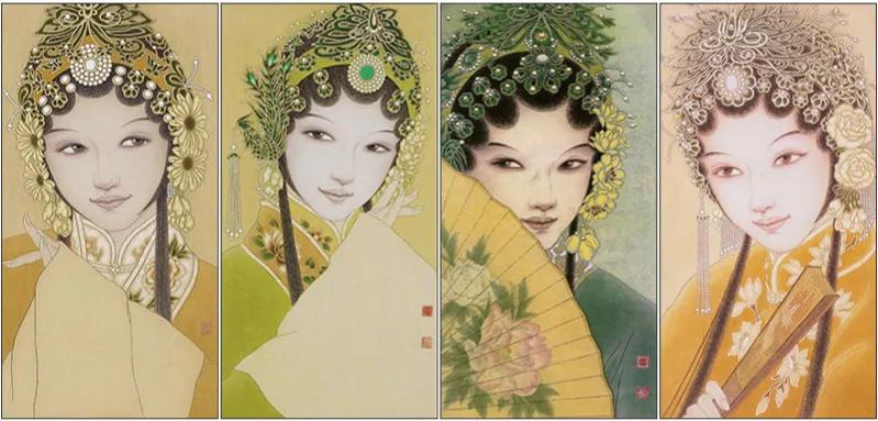 中国戏曲风工笔画人物图片,工笔戏曲人物白描底稿图片