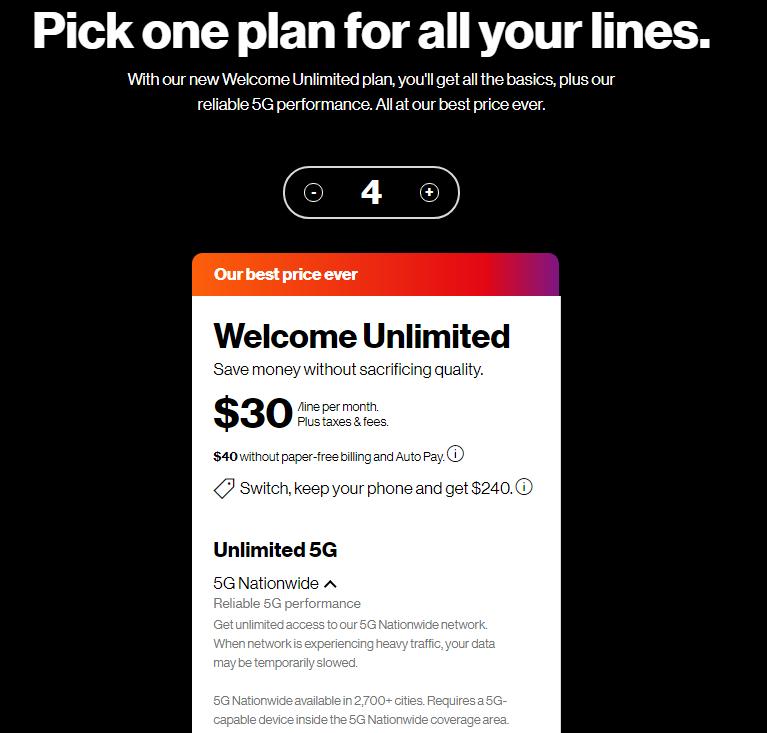 verizon开套餐,verizon无限流量套餐