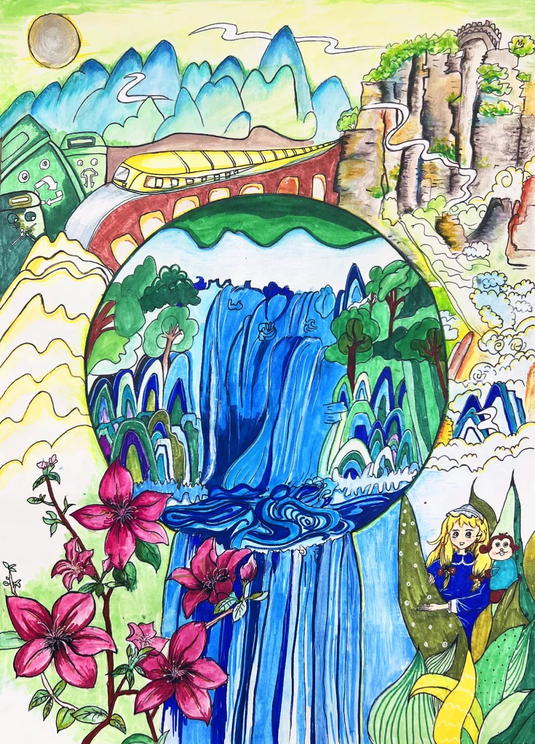 环保主题绘画大赛获奖作品,生态文明环保主题绘画作品小学