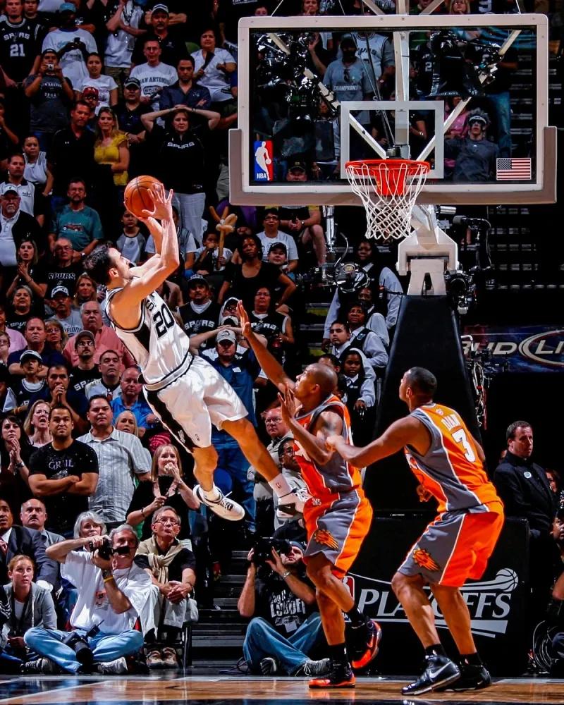 马刺50号球员,马刺吉诺比利职业生涯场均