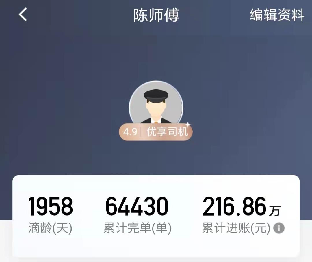 滴滴司机5年收入216万，完成6.4万单，平均每天32单，创全国最高