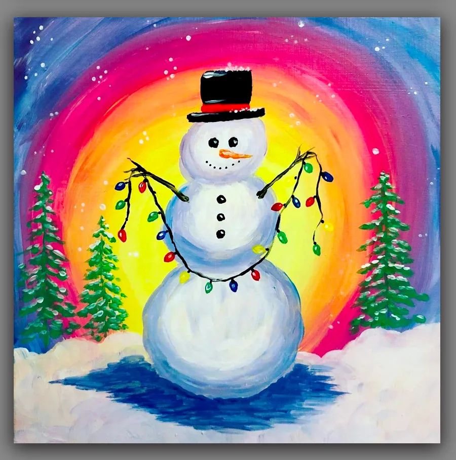 水粉画冬日初学简单雪人,冬日水粉画课件儿童6-12岁