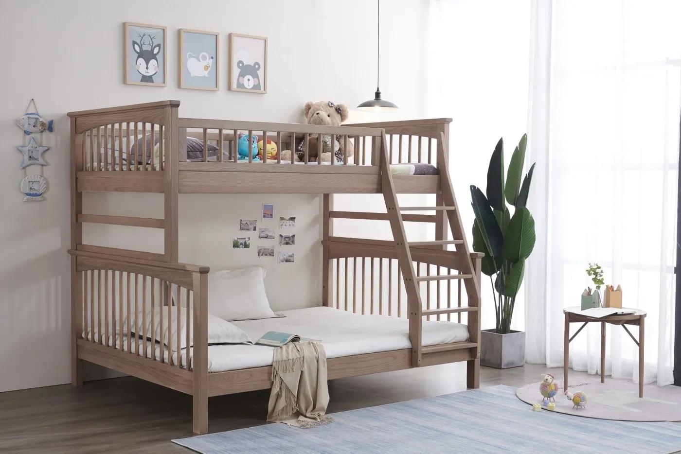 榉木1.5米儿童床,儿童树屋白橡木实木床