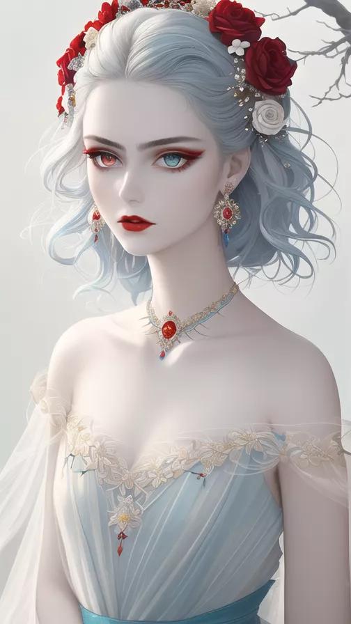 ai绘画白色长头发二次元美女,ai绘画美女二次元动漫图片