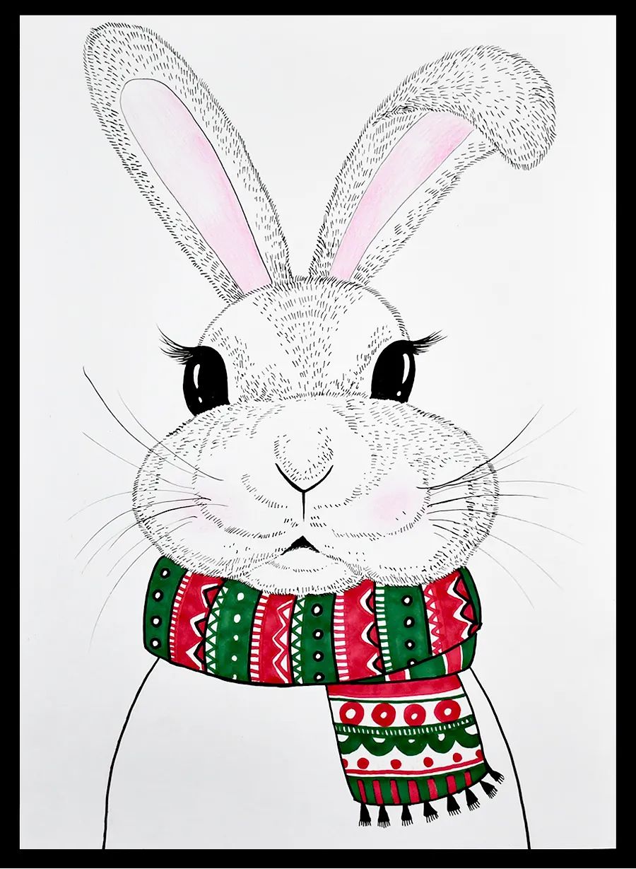 儿童画教程｜创意卡通艺术课程《时髦的小兔子》