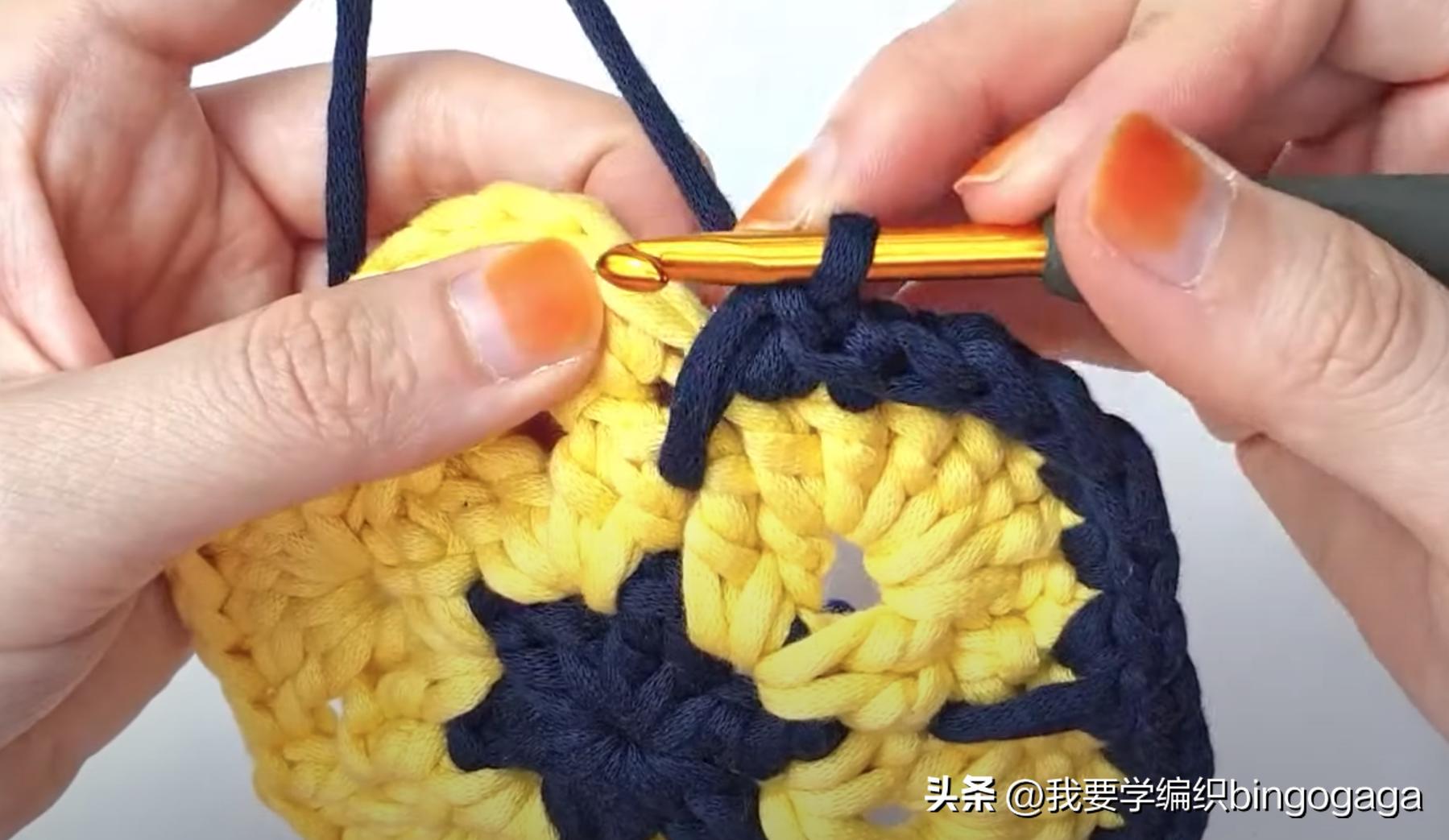 祖母方格小包包拼接编织教程,方形镂空小花包编织教程