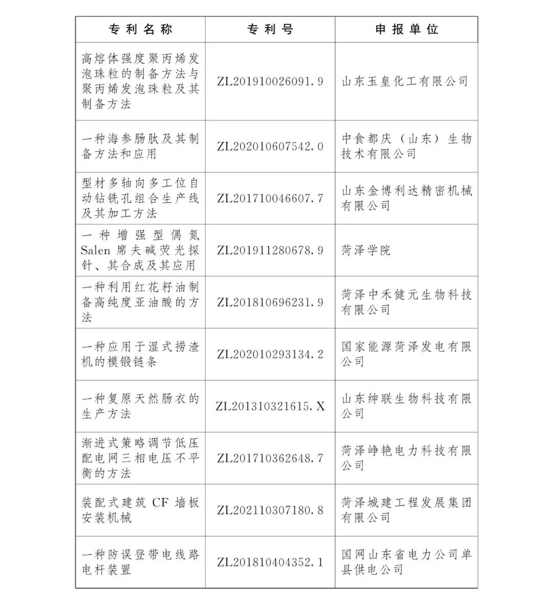 2023年菏泽市专利奖,菏泽市科技进步奖