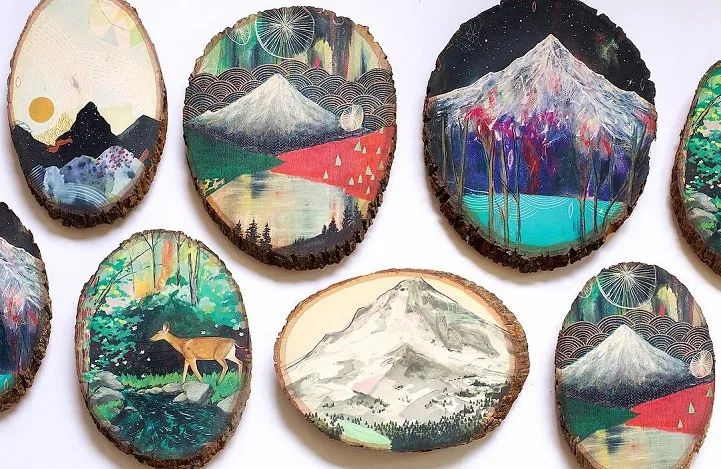 绘画风景中的山水,石头上画风景画简单