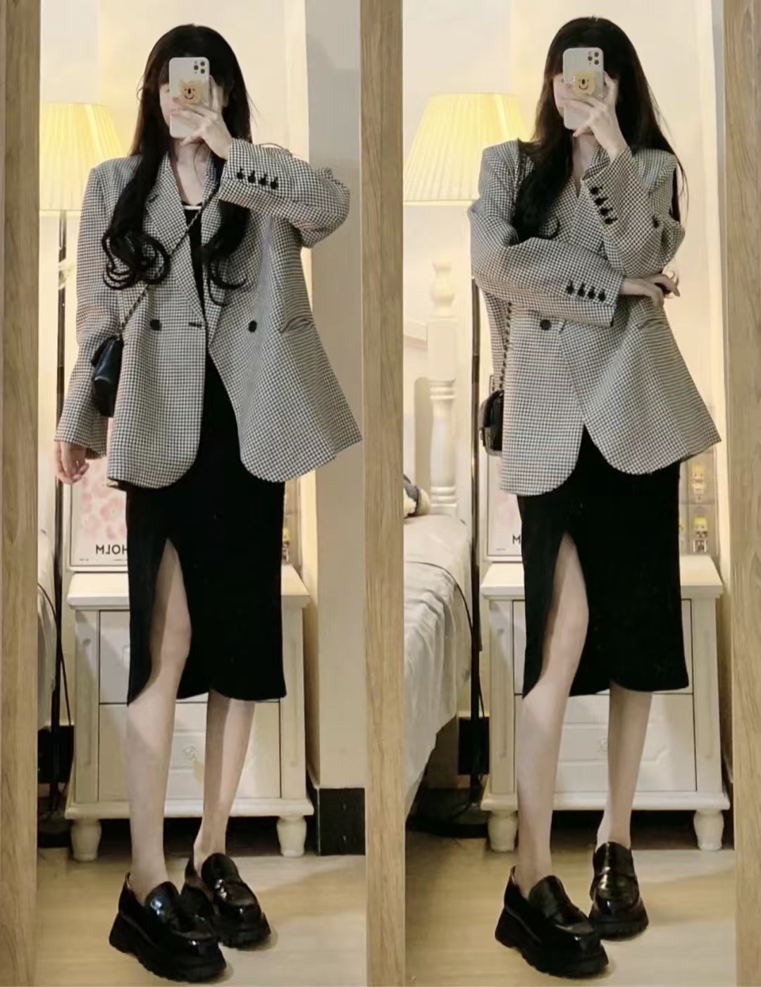 西装外套怎么搭配裙子好看气质,西装外套搭配时髦女士