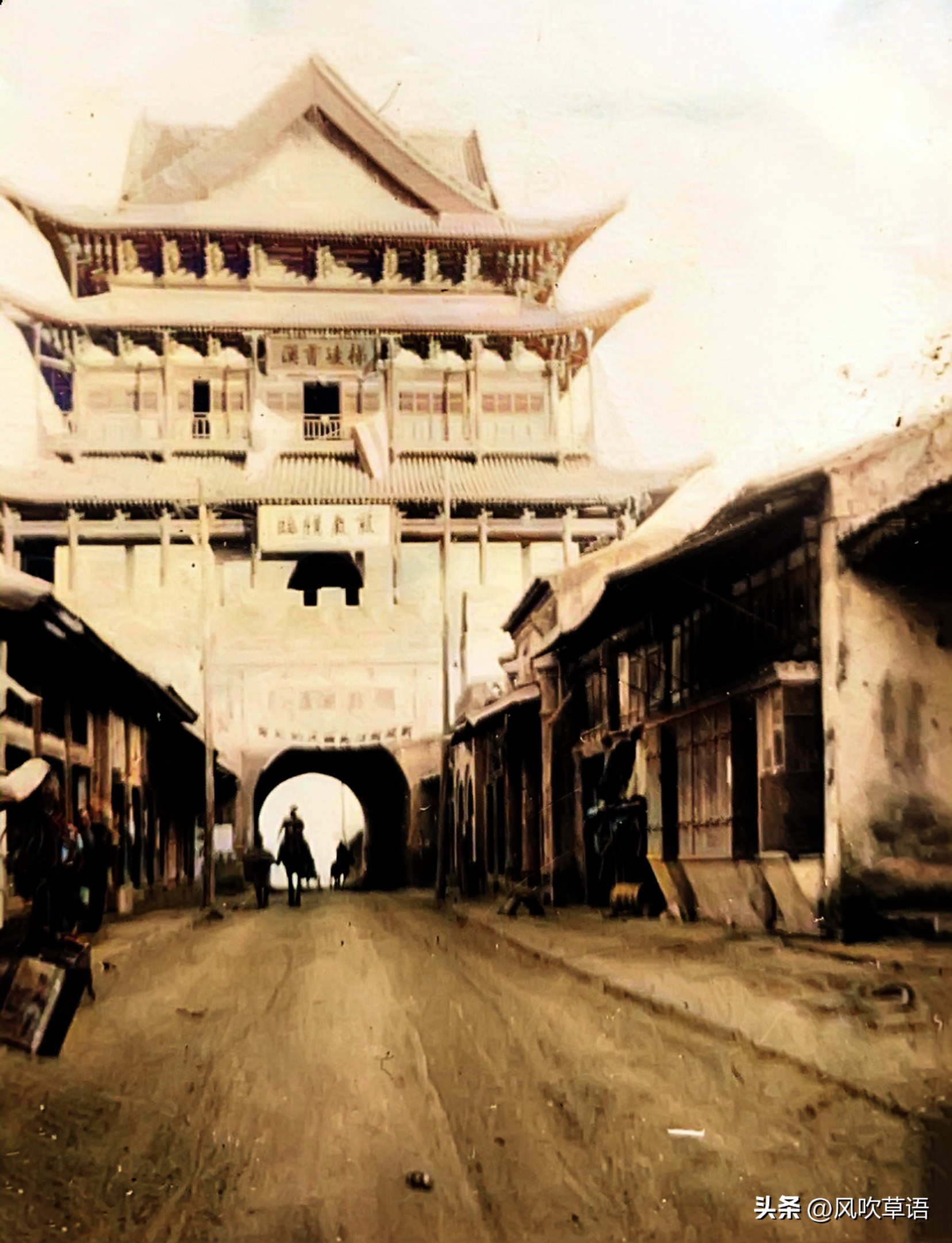 80多年前的山西临汾，小汉奸面目可憎，帝尧庙古色古香