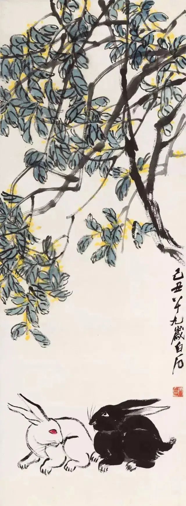 齐白石笔下富贵的牡丹,齐白石写意兔子