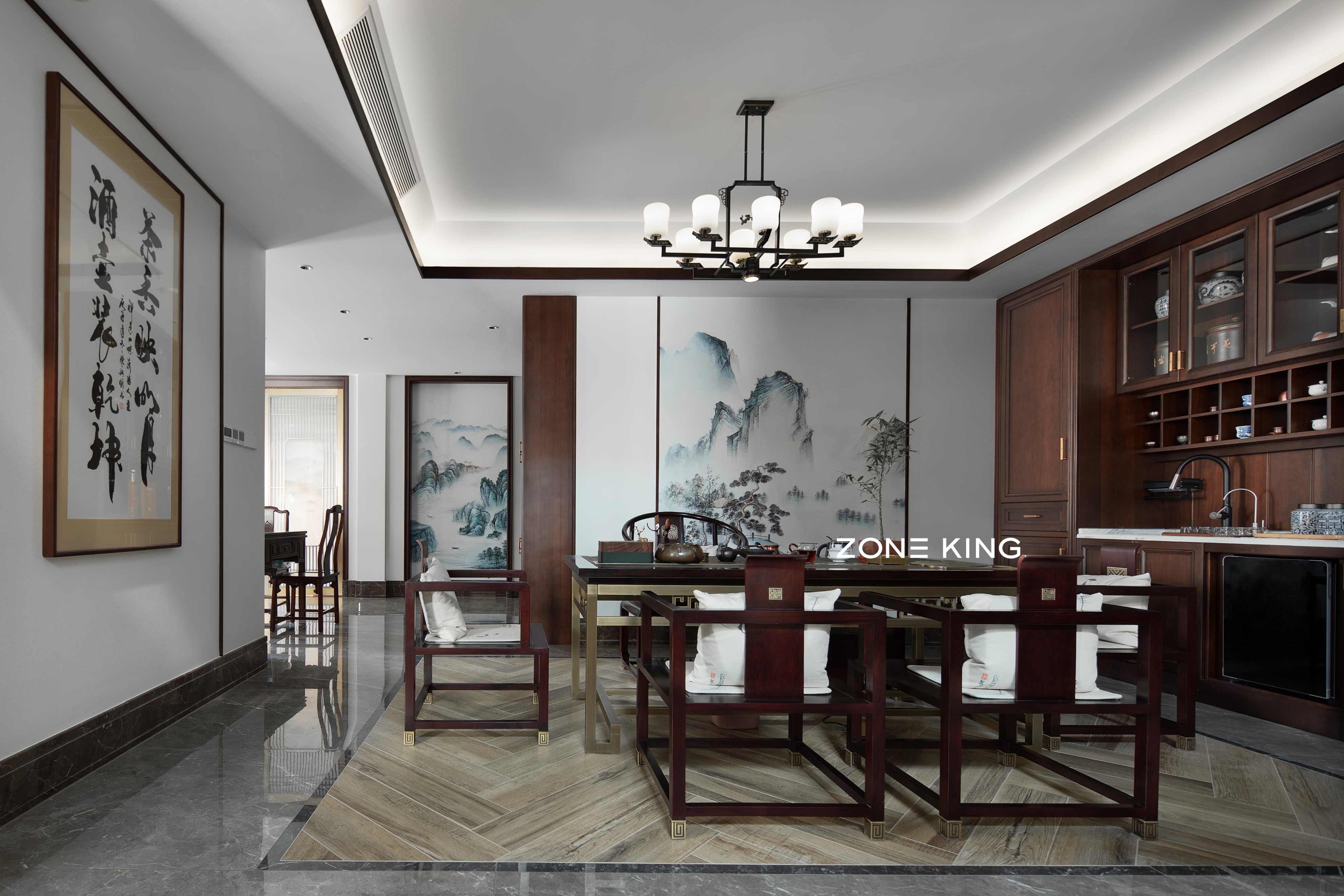 别墅设计中式装修风格效果图,新古典风格别墅装修设计元素详解