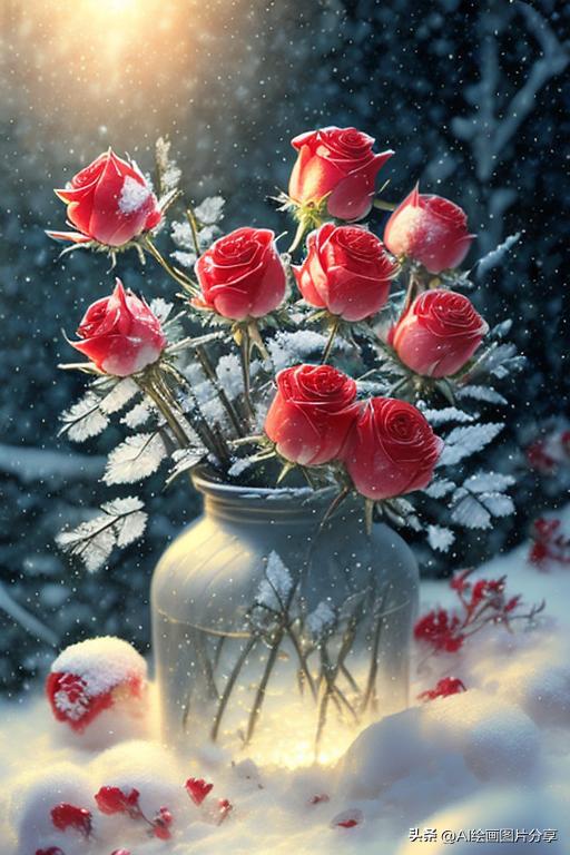 ai绘画花的图片,ai绘画雪地玫瑰花教程