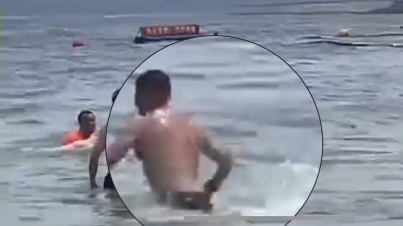 深圳游泳教练救人,跳海救人外籍教练