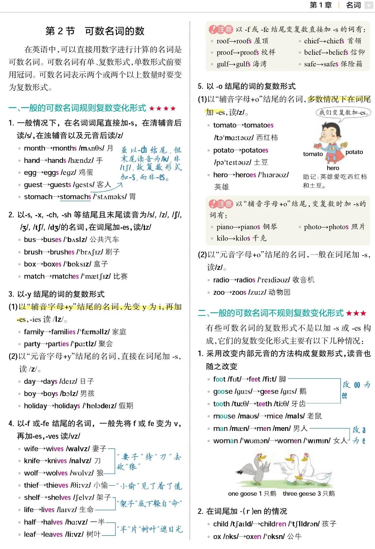 初中英语不规则名词复数汇总,初中英语易错100道