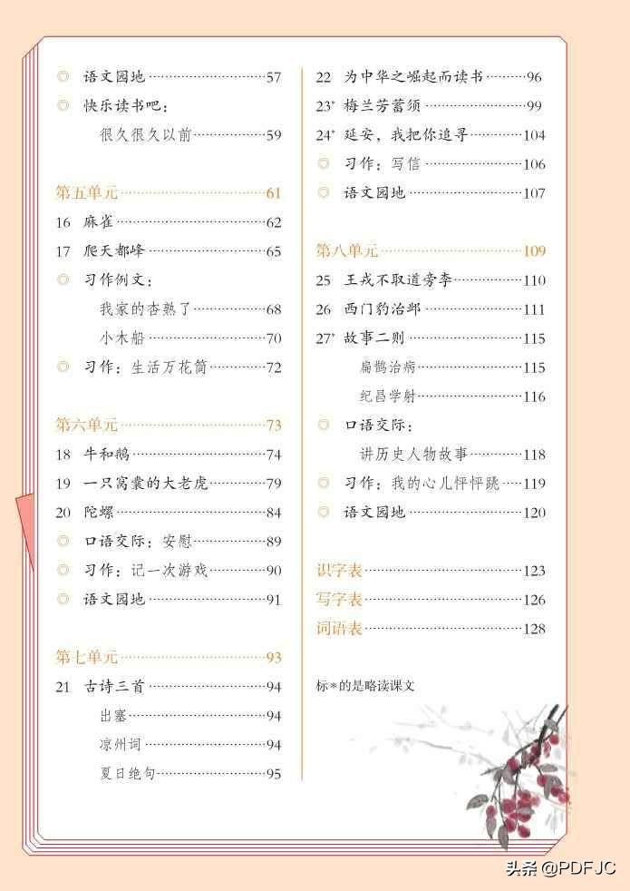 人教部编版小学语文4年级上册上学期电子版教材课本*载下**资源分享