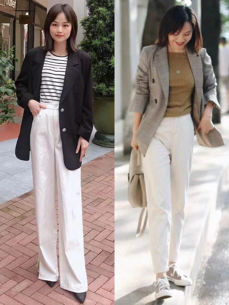 四个“白色”牛仔裤搭配思路，让你春天美得干净、整齐，还显年轻