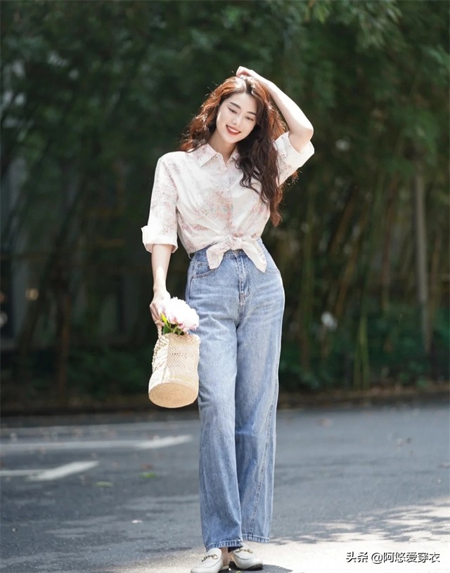 158微胖女生穿阔腿裤怎么搭配上衣,矮个子穿阔腿裤的最佳搭配