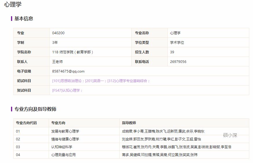 深圳大学心理学考研院校,深圳大学心理学347考研参考书目