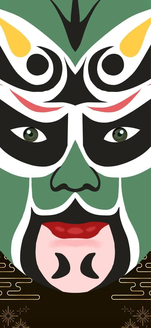 主题壁纸京剧脸谱,国潮京剧脸谱卡通壁纸